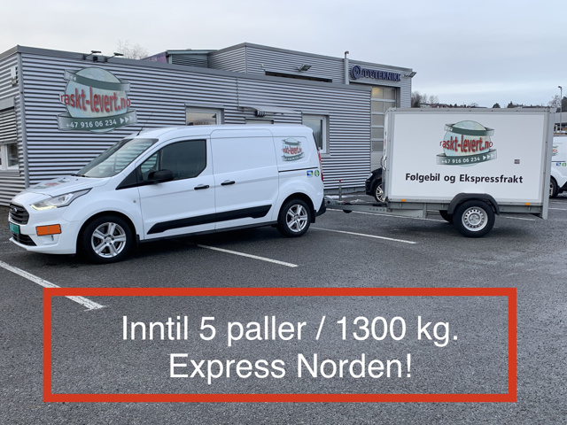 #RasktLevert #Expressbil med varehenger. Denne utfører oppdrag i Norge og til/fra EU land. - Denne kombinasjon frakter inntil 5 paller og kan også frakte ADR gods! Nyttelast inntil 1300 kg